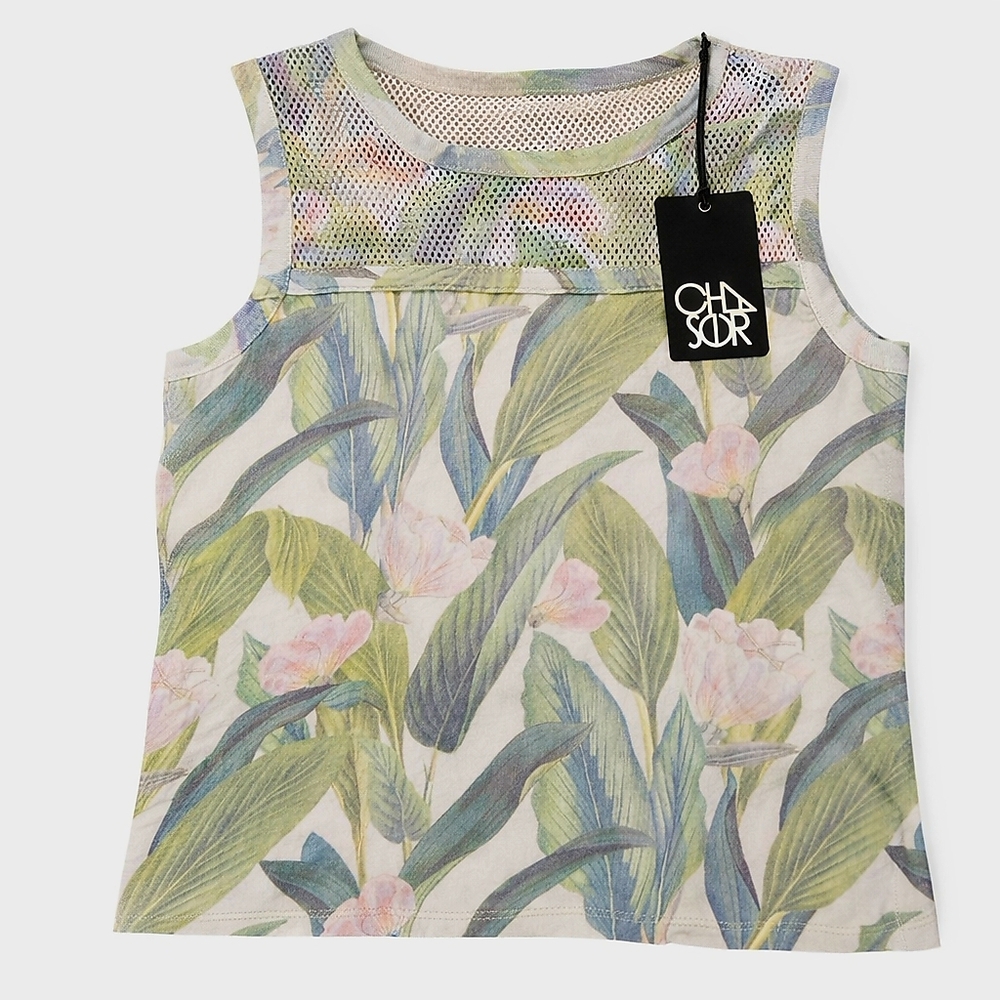 CHASOR Floral Mesh Athleisure Tank Top Size S NWT